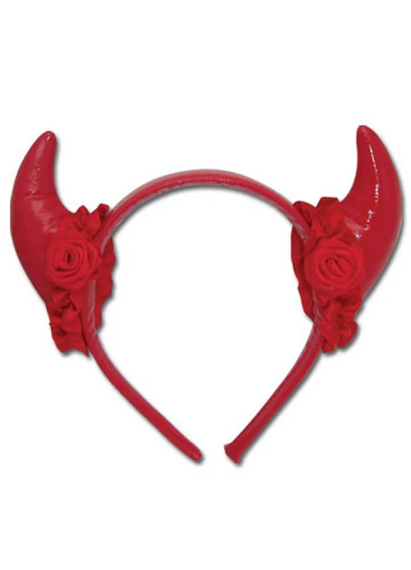 functional hair ties for sports -Devil Horn Headband - Devil Rose Headband