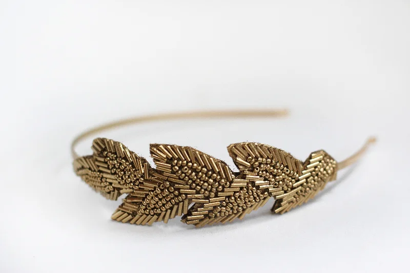 oversized headbands for fashion lovers -Beaded Leaf Headband