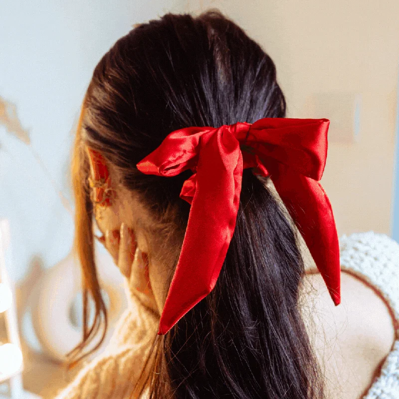 pearl hairbands for classic elegance -Colourful Satin Bow Scrunchie Bundle