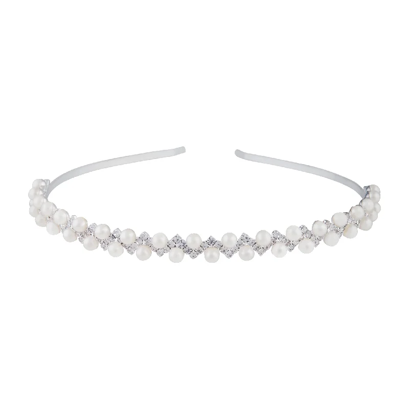 cute flower hairbands for girls -Diamante & Pearl Headband