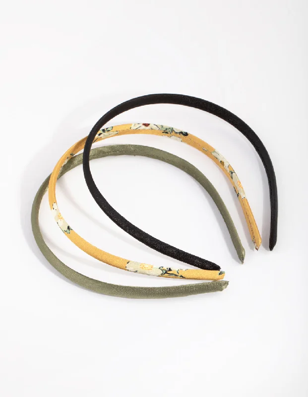 elegant hairbands for evening wear -Mustard Flower Headband Pack