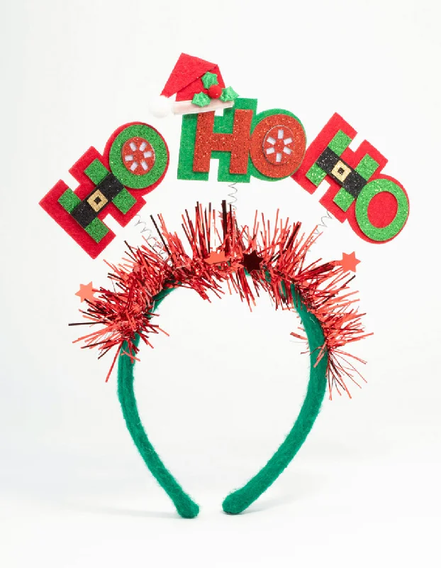 beaded hairbands for chic looks -Kids Festive Ho Ho Ho Headband