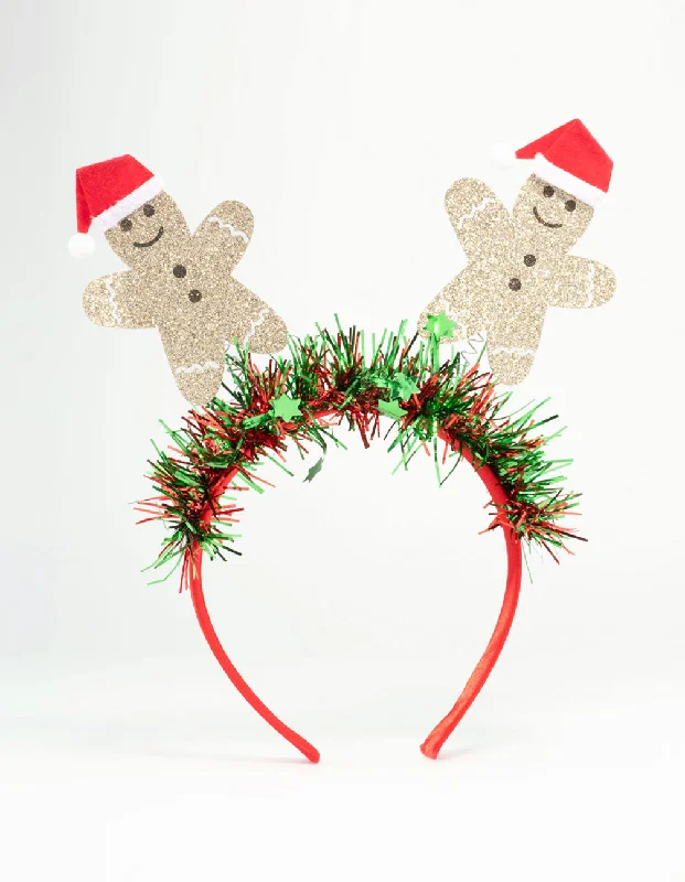 hair accessories for teenagers -Kids Gingerbread Man & Tinsel Headband