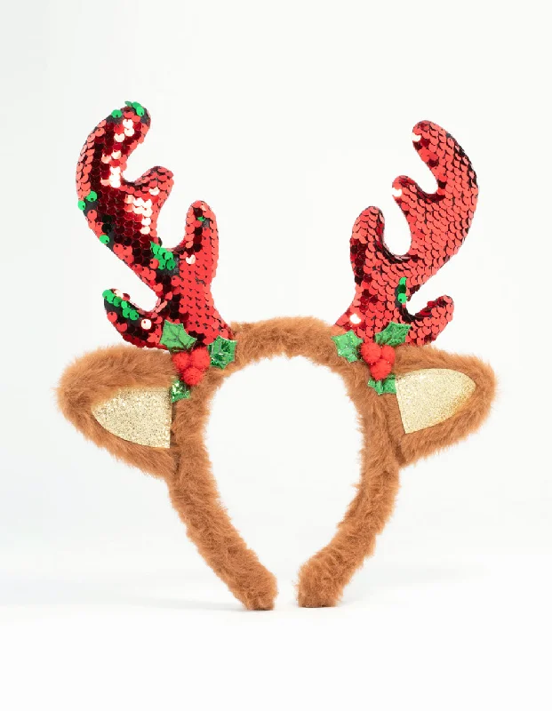 satin hair ties for fine hair -Kids Glittery Deer Headband