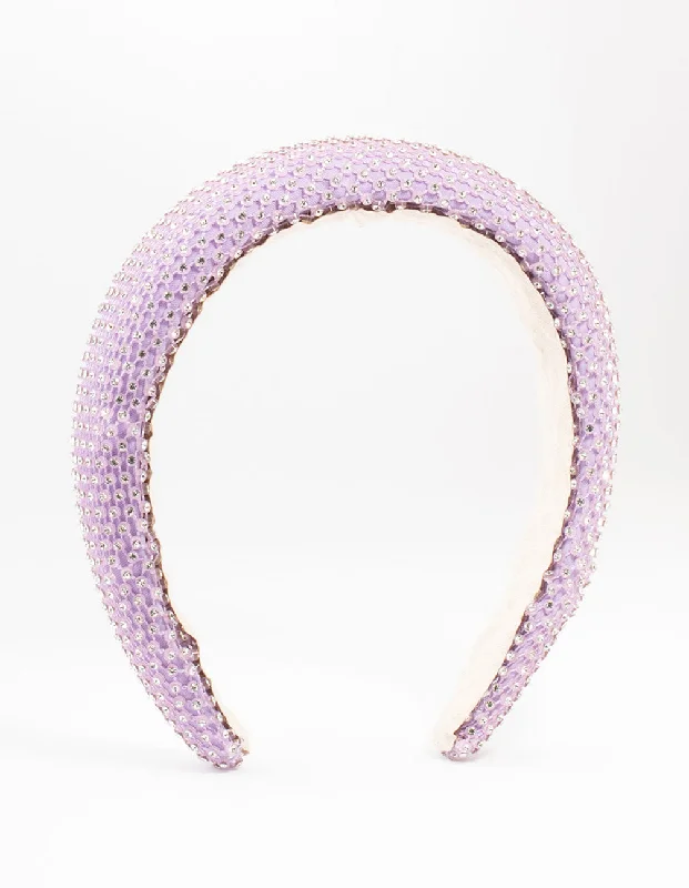 creative hairpins for artistic styles -Lilac Diamante Fabric Headband