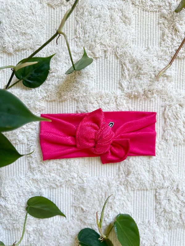 trendy headbands for outdoor events -Mini Tieband - Hot Pink