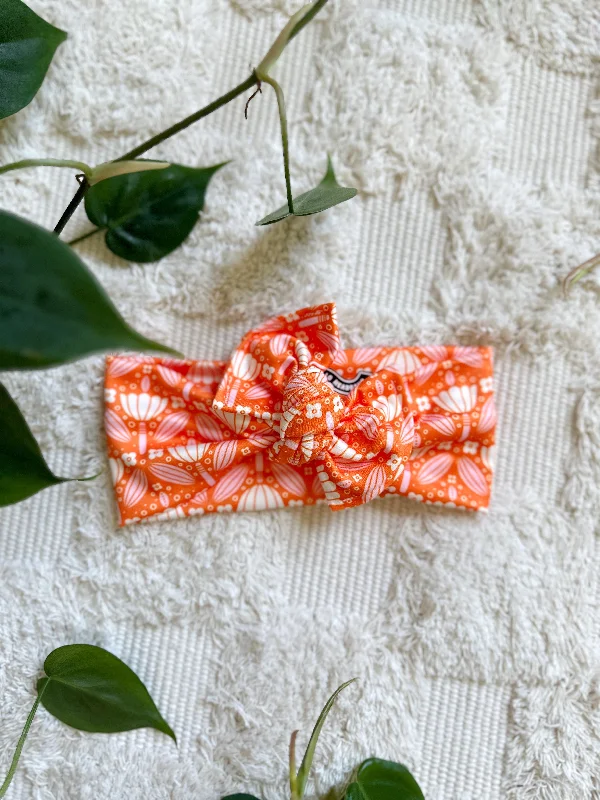 silk hair scrunchies for smooth hair -Mini Tieband - Orange Boho Floral