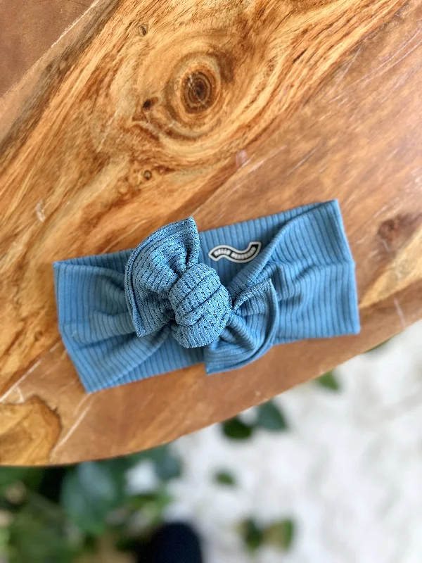 hair accessories for prom -Mini Tieband - Ribbed Ocean Blue