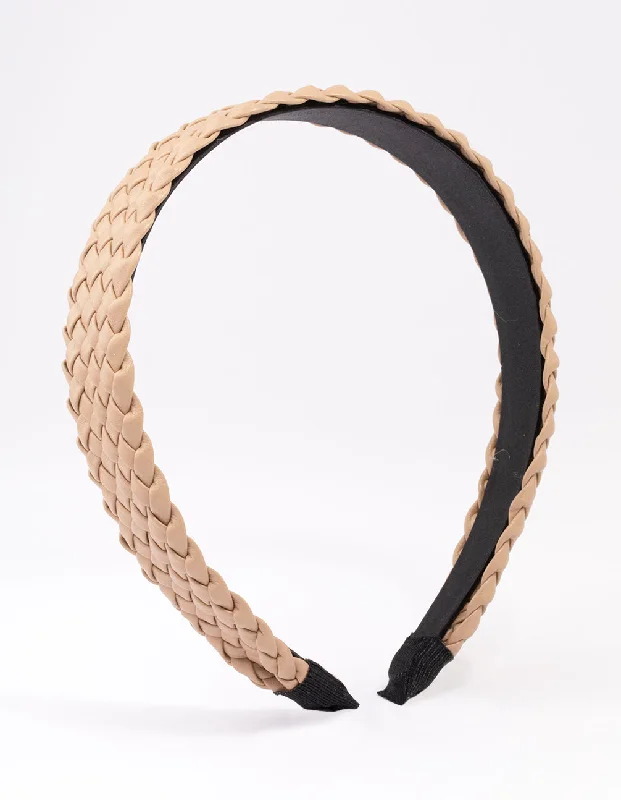 braided hair accessories for long hair -Natural Fabric Wide Wave Headband