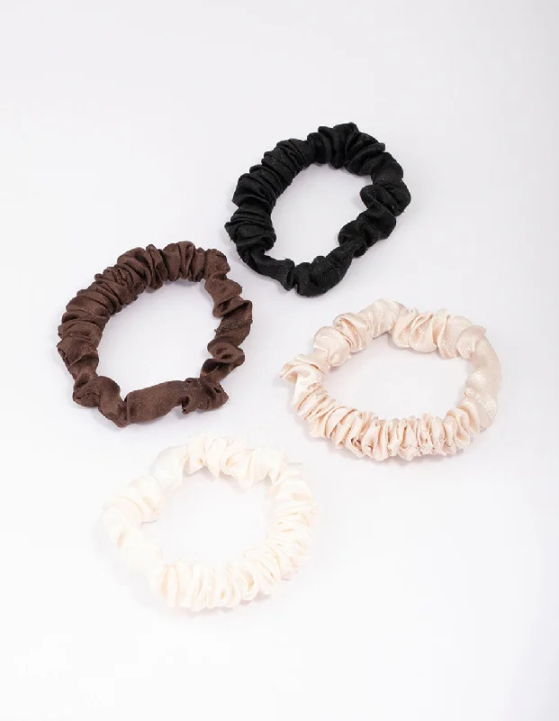 hair clips for office hairstyles -Neutral Thin Fabric Scrunchie 4-Pack