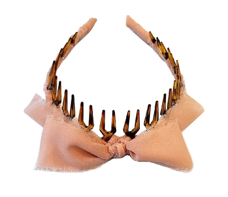 trendy barrettes for elegant hairstyles -PARAMOUR SILK BOW COMB HEADBAND