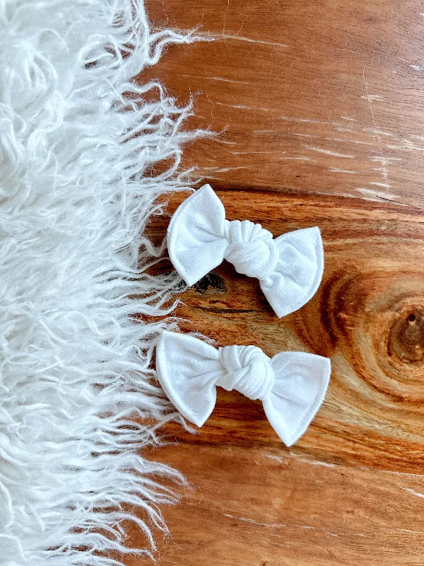 trendy barrettes for elegant hairstyles -Pigtail Clip Set - White