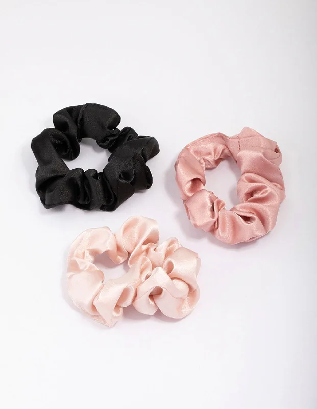 comfortable hair ties for working out -Pink Hair Scrunchie 3-Pack