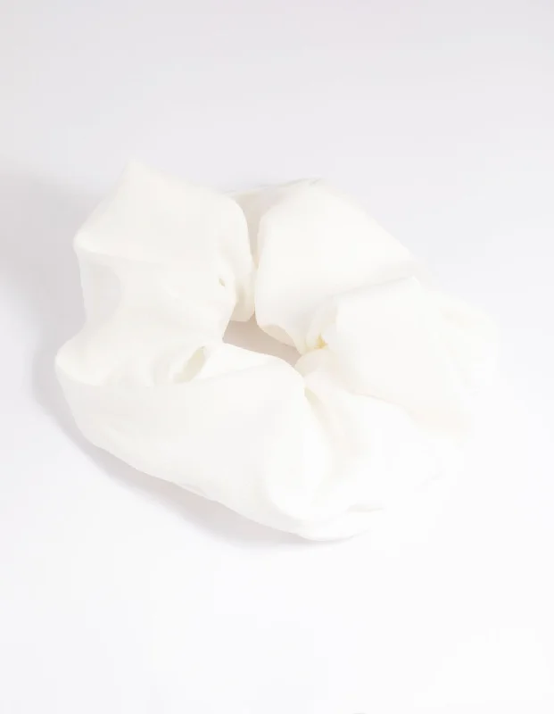 stylish fabric hairbands for casual chic -Large White Scrunchie