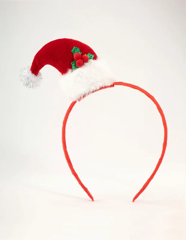 elegant hair combs for evening looks -Santa Hat Headband