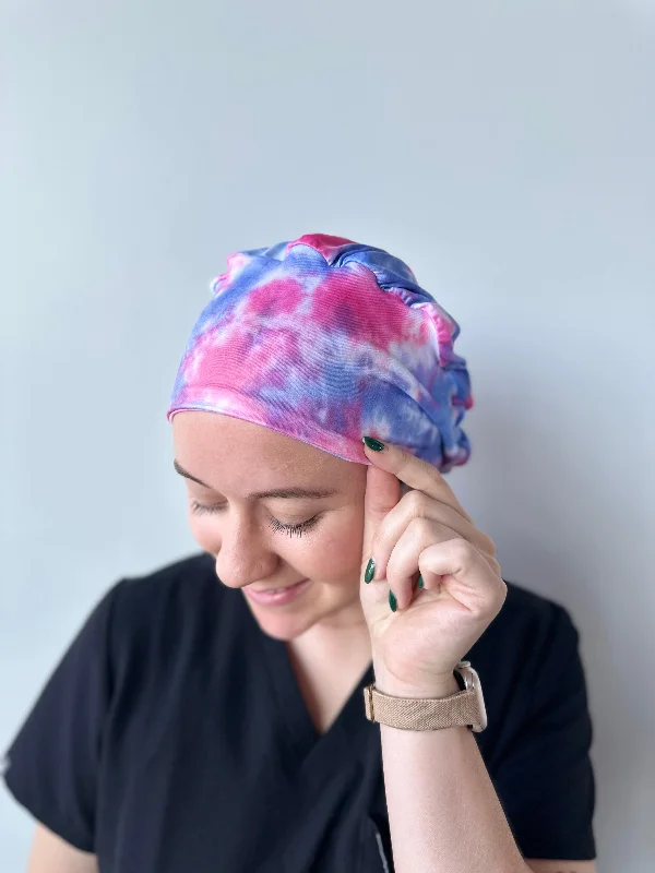 unique hair combs for bridal hairstyles -Scrub Hat - Blue & Pink Tie Dye