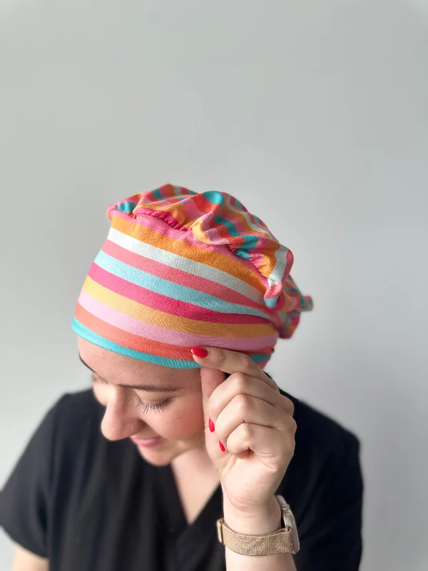 oversized headbands for fashion lovers -Scrub Hat - Summer Stripes