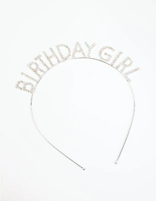 hair accessories for short hair -Kids Silver Diamante Birthday Tiara