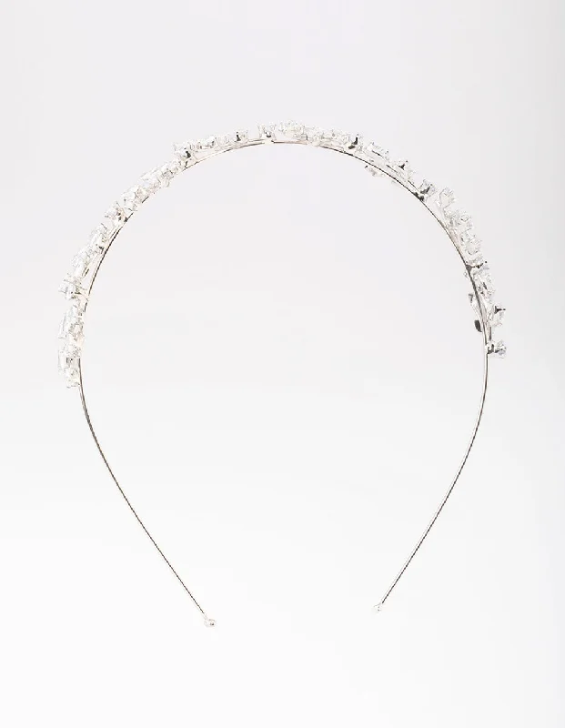 hair accessories for teenagers -Silver Marquise Round Leaf Headband