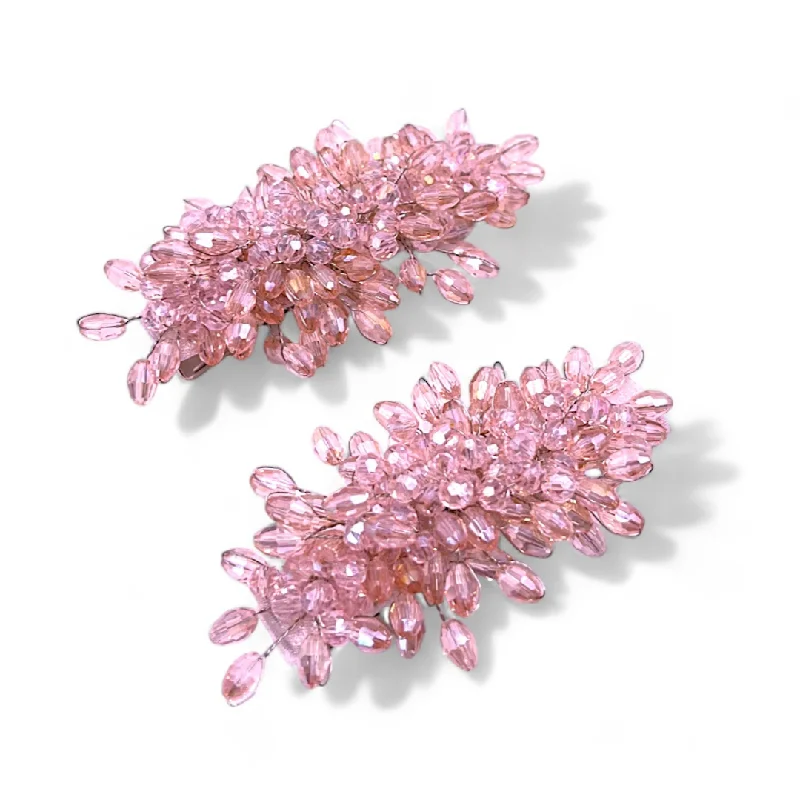 premium hairbands for thick hair -The Lizzie Girls Pink Crystal Clip Set