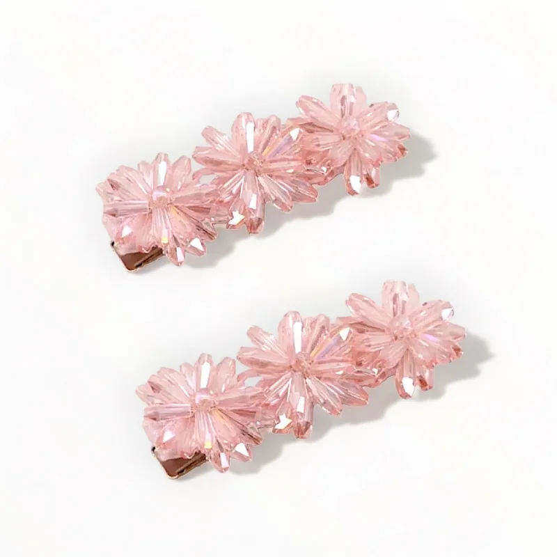 premium hairpins for vintage looks -The Nassandra Crystal Flowers Hair Clip Set