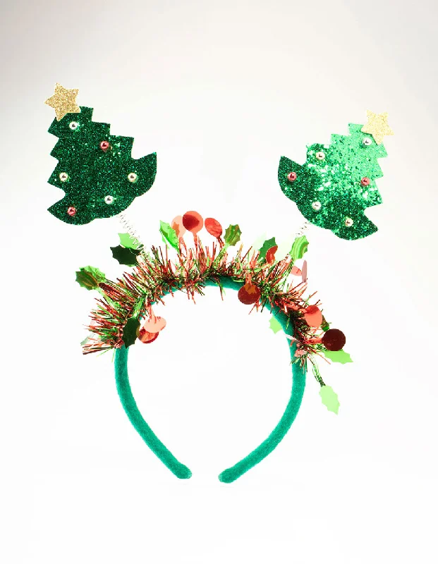 silk hairpins for smooth styling -Xmas Tree Spring Headband