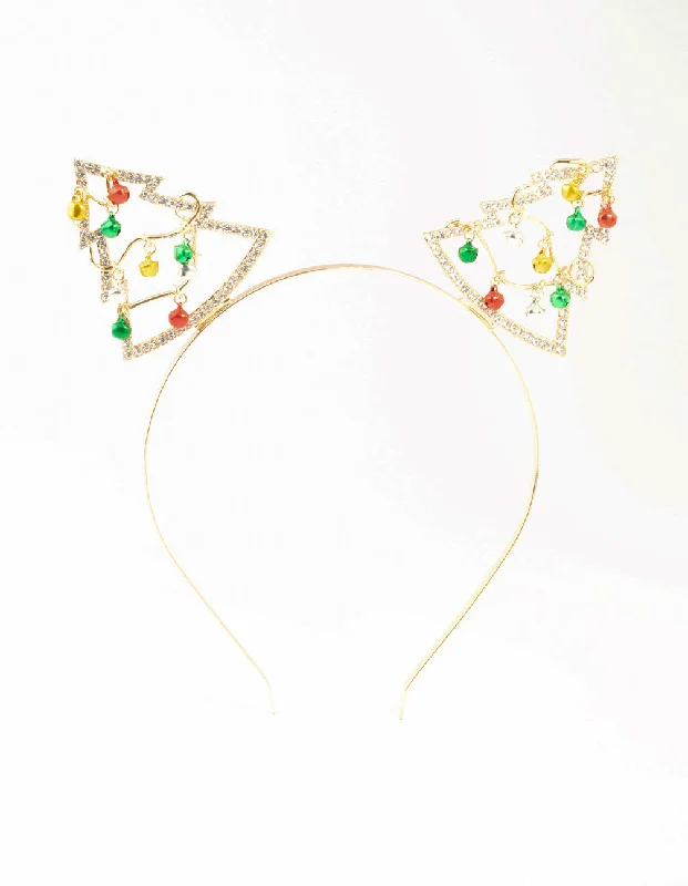 romantic hair accessories for weddings -Yellow, Green & Red Bells Gold Headband