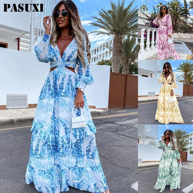 wigs for creating elegant, soft waves-PASUXI Wholesale Lady Sexy Dresses Summer Fashion Print Plus Size Dress Girl Party Casual Dresses Women