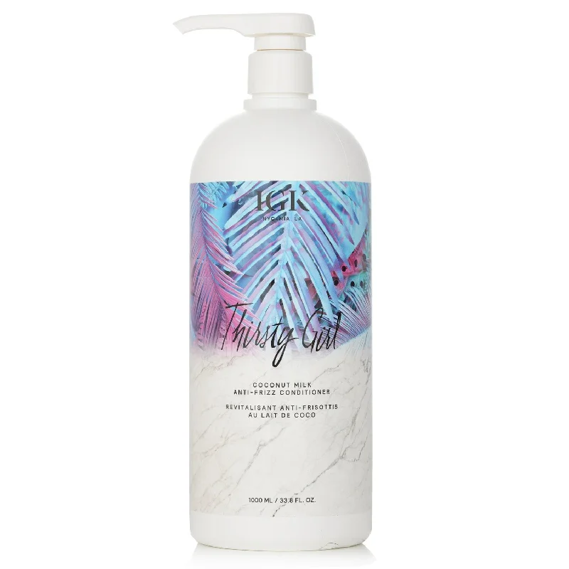 how to get smooth, silky hair without heat styling -IGK Thirsty Girl Coconut Milk Anti-Frizz Conditioner  1000ml/33.8oz