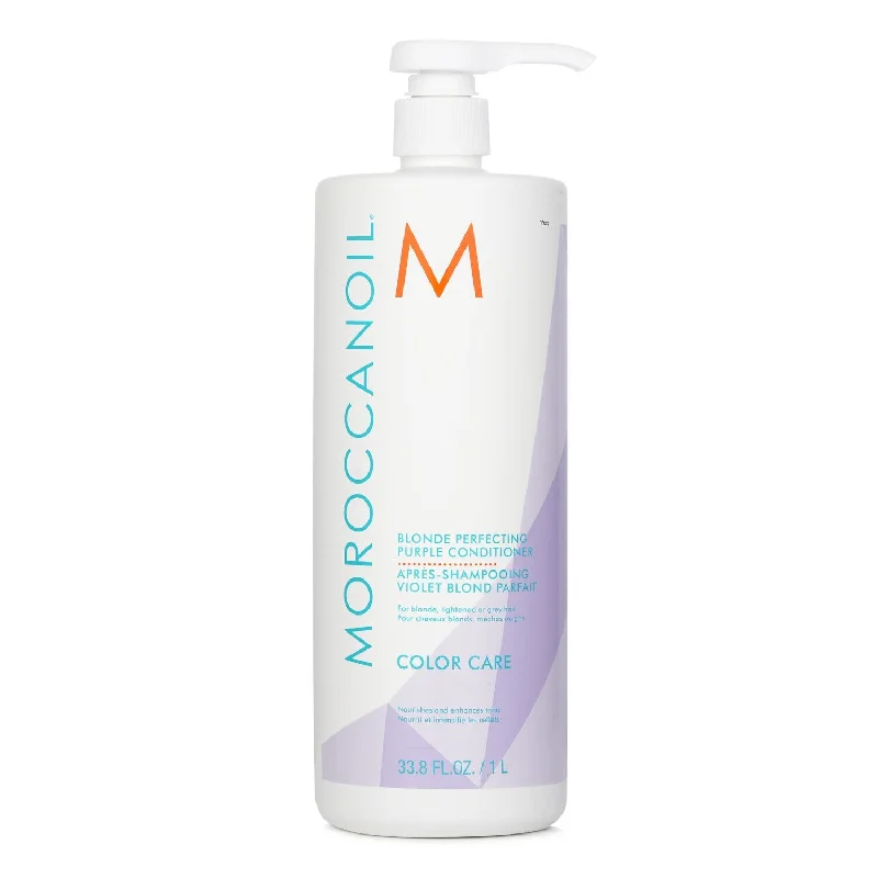 tips for preventing hair from becoming frizzy -Moroccanoil Blonde Perfecting Purple Conditioner (For Blonde, Lightened Or Grey Hair)  1000ml/33.8oz