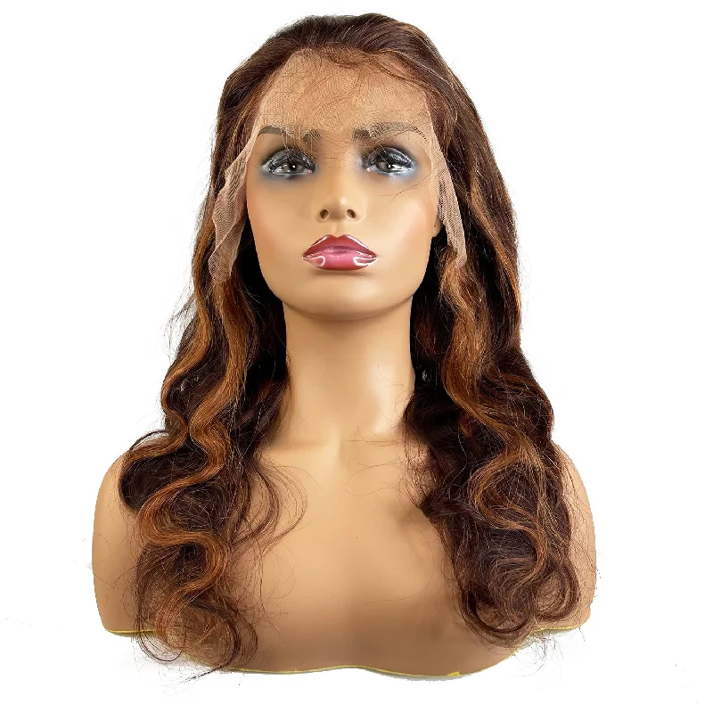 wigs for creating smooth, glossy hair-8A Body Wave Lace Frontal Wig  #4/30