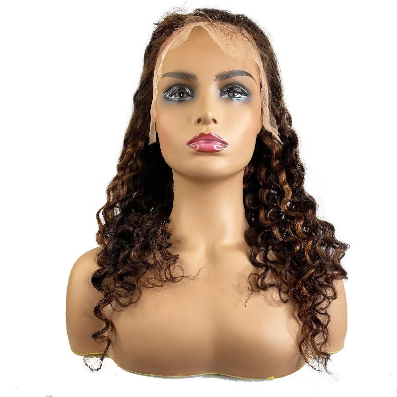 wigs for quick, easy hair changes-8A Deep Wave Lace Frontal Wig  #4/30