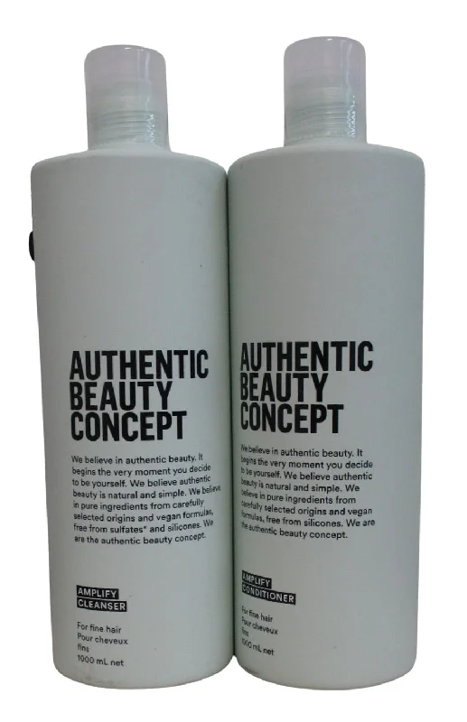 best shampoos for restoring hair moisture -Authentic Beauty Concept Amplify Cleanser + Conditioner for Fine Hair Duo Set 33.8 oz