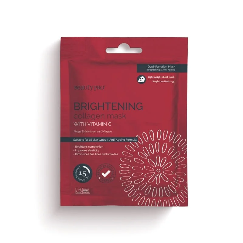 BeautyPro Collagen Infused Facial Mask - Brightening with Vitamin-C (Single)