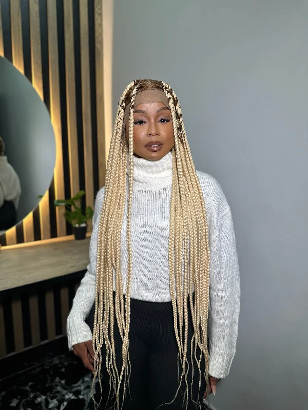 wigs for a bold and confident style-Box braid blonde unit