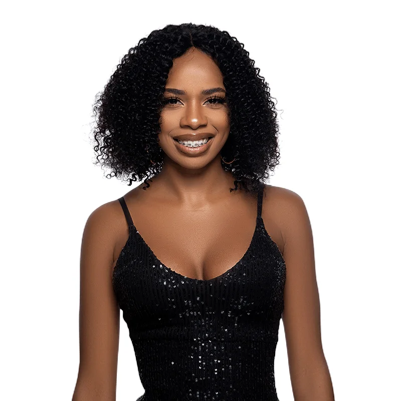 wigs for effortless curls and volume-Brazilian Kinky Curl Full Frontal Lace Wig 12 Inches