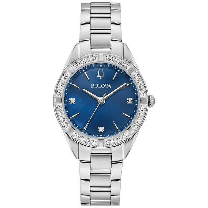 Bulova Women's Quartz Watch with Stainless Steel Strap, Silver, 15 Model: 96R243