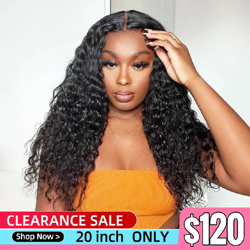 wigs for achieving a smooth, sleek finish-Clearance Sale Deep Wave 4*6 Pre Cut HD Lace Wear Go Glueless Lace Closure Wig 180% Density