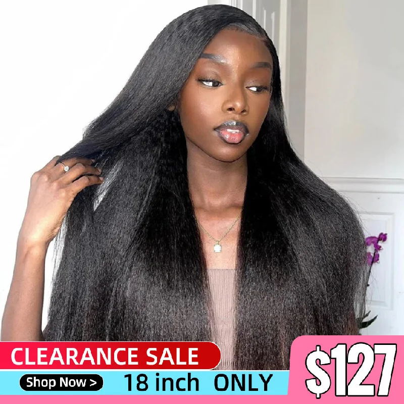 wigs for an instant boost of volume and length-Clearance Sale M-Cap Wear Go 9x6 Kinky Straight HD Lace Glueless Wig Pre Bleached Tiny Knots Wig