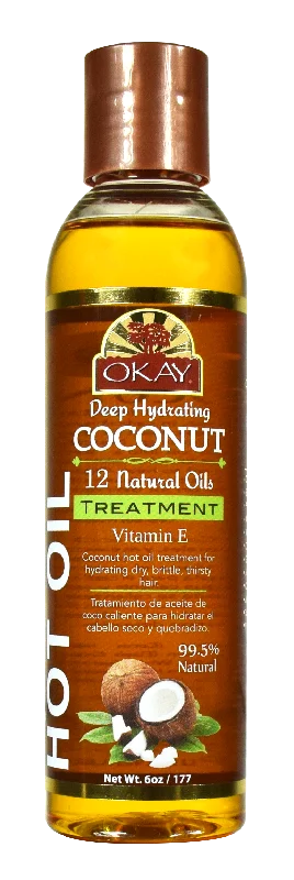 how to restore moisture to dry hair naturally -OKAY Coconut Hot Oil Treatment Deep Hydrating - Conditioning And Nourishing - Prevents Breakage- Restores Hair - Smoothes Cuticle-Improves Hair Appearance- Silicone, Paraben Free For All Hair Types and Textures - Made in USA 6oz / 177ml