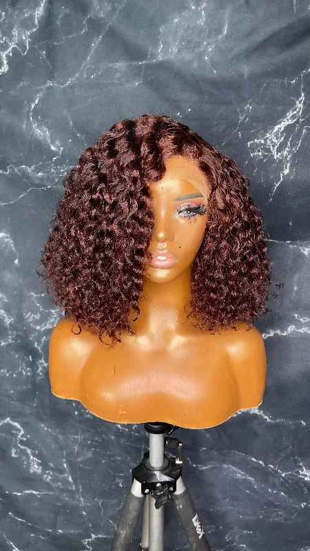 wigs for adding length and volume to your hair-Red Brown Curly Bob Wig