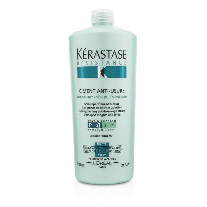 tips for treating dry, brittle hair ends naturally -Kerastase Resistance Ciment Anti-Usure Strengthening Anti-Breakage Cream - Rinse Out (For Damaged Lengths & Ends) 1000ml/34oz