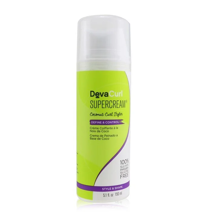 best anti-frizz treatments for curly hair in humidity -DevaCurl SuperCream (Coconut Curl Styler - Define & Control) 150ml/5.1oz