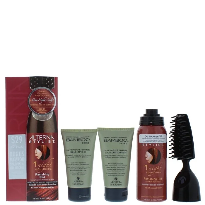 hair care for men with thinning or receding hairline -Alterna One Night Only Red Set Ravishing Red Highlights & Bamboo Shine Cconditioner 90ml 40ml