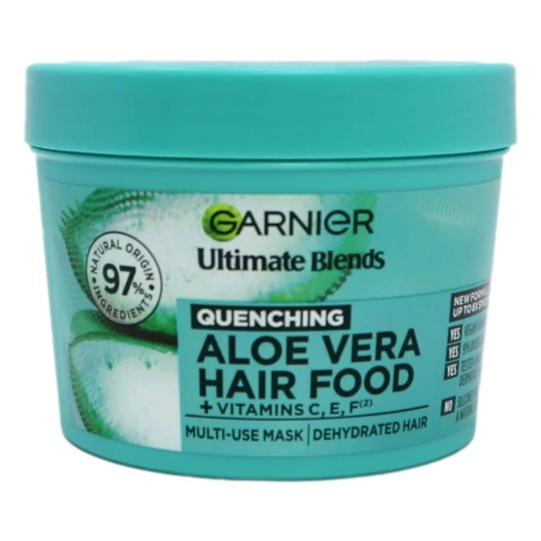 tips for improving hair texture after heat damage -Garnier Ultimate Blends Hair Food Aloe 3in1 Mask 390ml