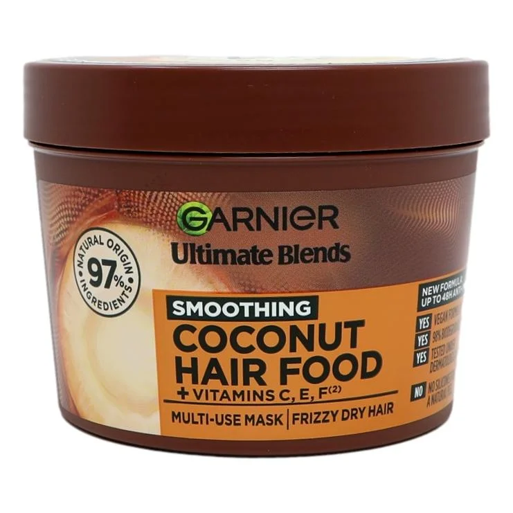 how to improve hair growth with scalp massages -Garnier Ultimate Blends Hair Food Coconut & Macademia 3in1 Mask 400ml