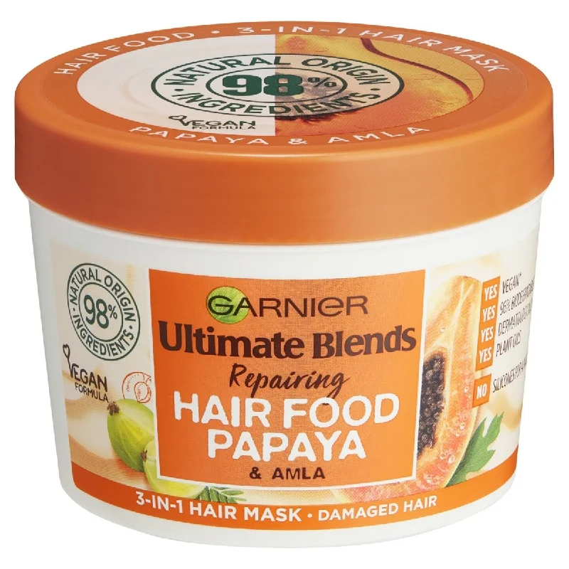 how to treat hair shedding with natural remedies -Garnier Ultimate Blends Hair Food Papaya & Amla 3in1 Mask 400ml