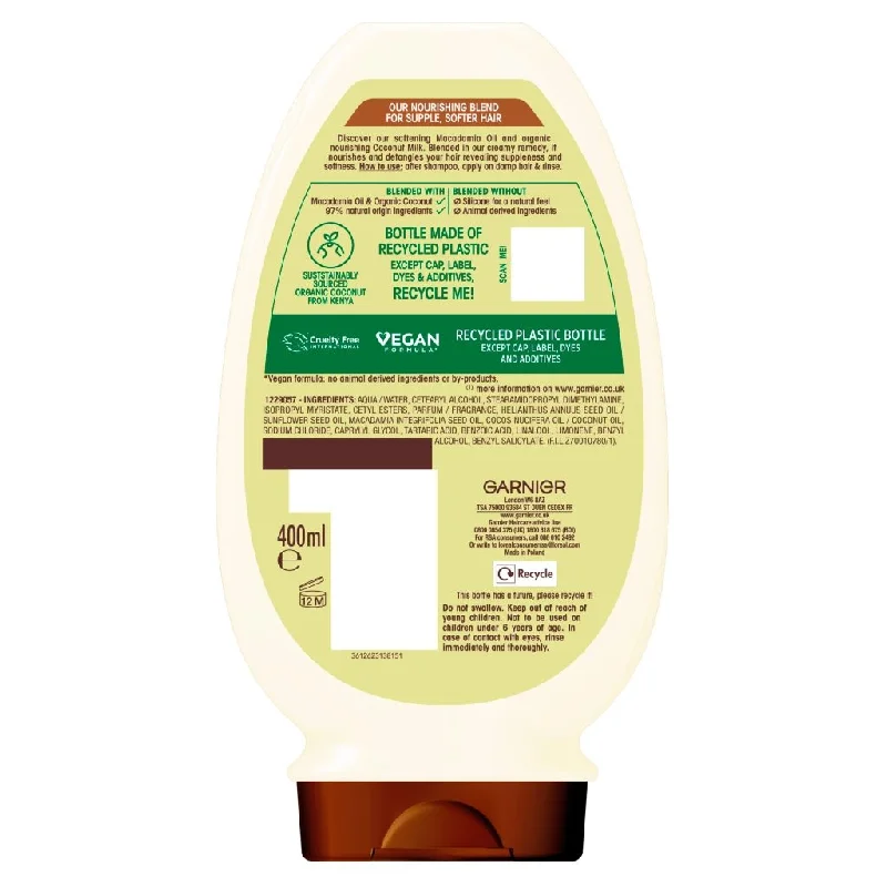 how to prevent scalp dryness with hydrating oils -Garnier Ultimate Blends Coconut Milk Conditioner 400ml