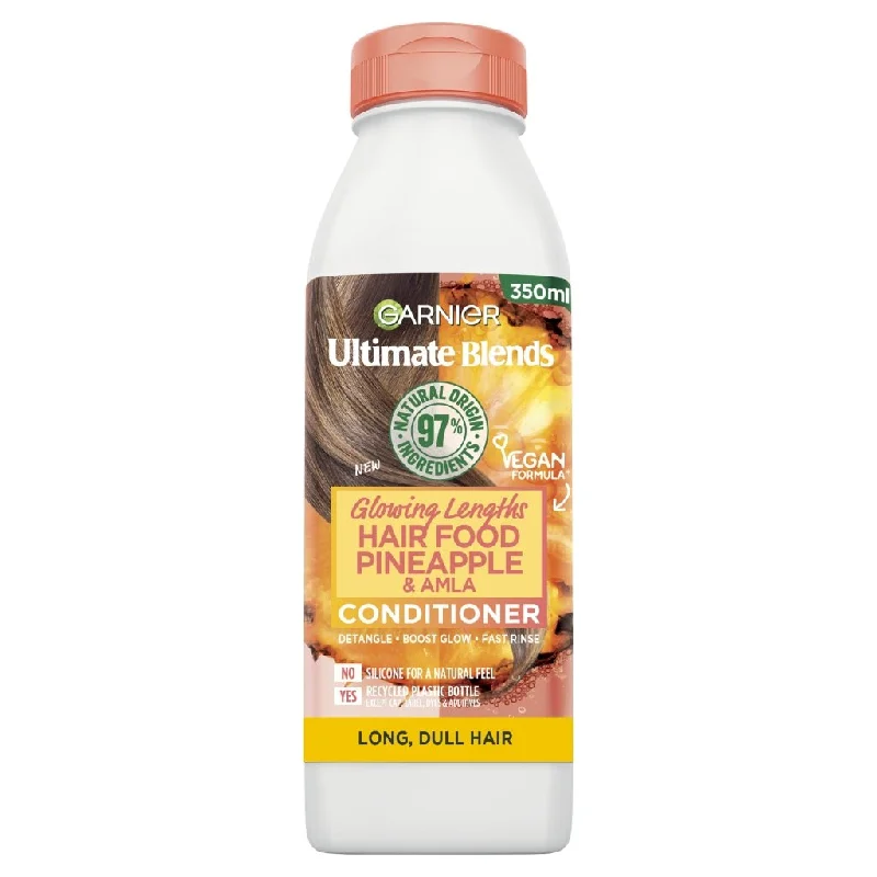 how to fix frizzy hair naturally without heat -Garnier Ultimate Blends Hair Food Pineapple Conditioner 350ml (Long, Dull Hair)