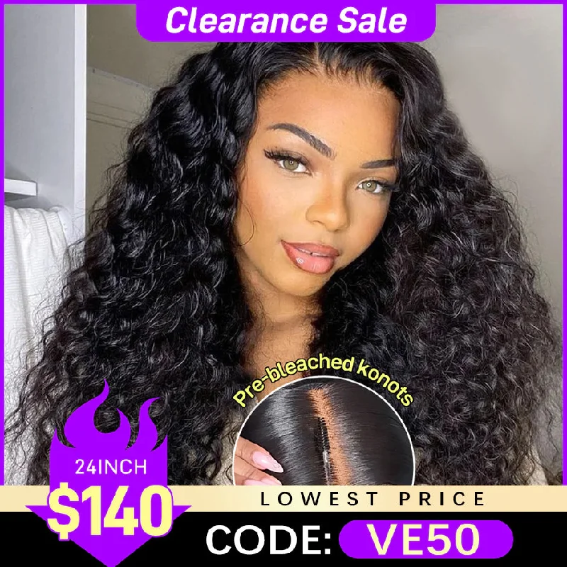 wigs for a full, thick appearance-MORE FACE Pre-bleached Knots Wear Go Water Wave Wig 6x4 Pre-cut HD Glueless Wig Pre-plucked Ready to Wear No Skills